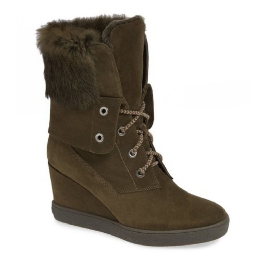 AQUATALIA ✳️ Cordelia Suede Green Fur Boots